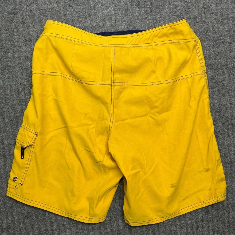 Quiksilver Silver Edition Board Shorts XL Yellow Embroidered Swimwear Y2K - 34‎